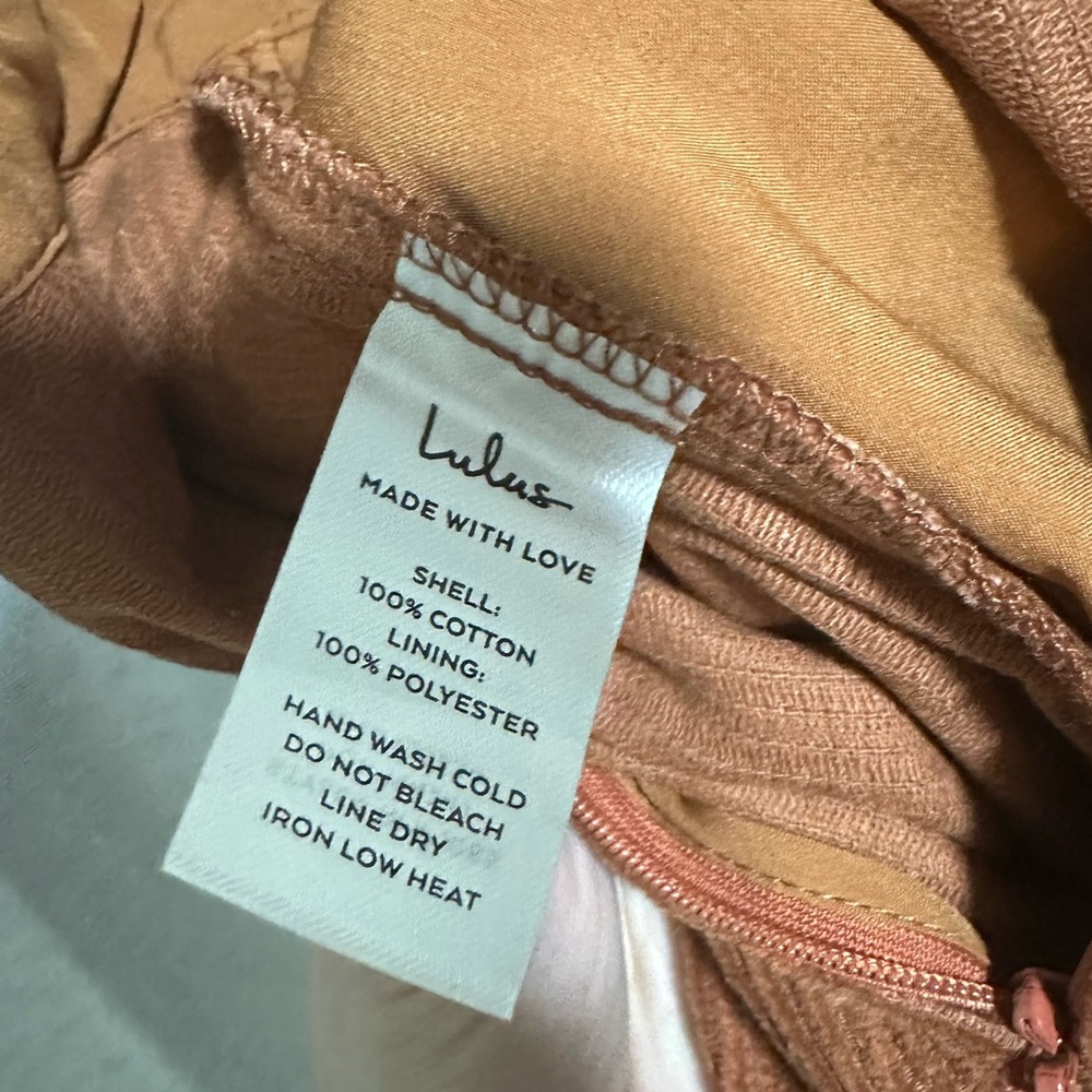 NWOT LULUS Absolutely Cute Rust Orange Corduroy Faux-Wrap Skort Romper - Picture 7 of 8